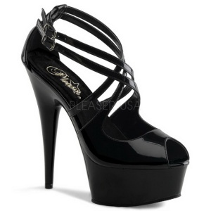 Negro Charol 15 cm Pleaser DELIGHT-612 Plataforma Zapatos de Saln