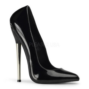 Negro Charol 16 cm DAGGER-01 Stiletto Zapatos Tacn de Aguja