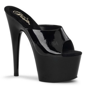 Negro Charol 18 cm ADORE-701 Plataforma Mules Altos