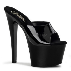 Negro Charol 18 cm PLEASER SKY-301 Plataforma Mules Altos