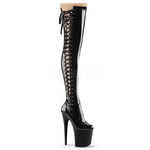 Negro Charol 20 cm FLAMINGO-3050 Botas de mujer hasta la rodilla