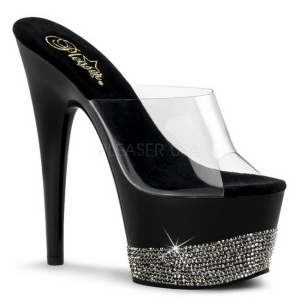 Negro Diamante 18 cm Pleaser ADORE-701-3 Plataforma Mules Altos