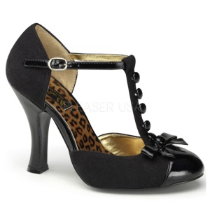 Negro Gamuza 10 cm SMITTEN-10 Rockabilly zapatos de saln tacn bajo