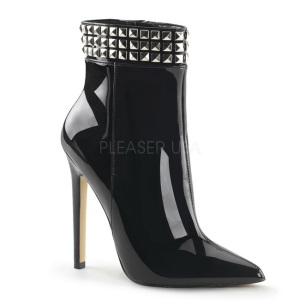 Negro Lacado 13 cm SEXY-1006 Botines tacn de aguja