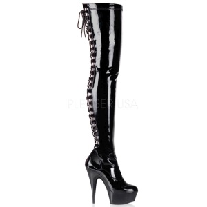 Negro Lacado 15,5 cm DELIGHT-3063 Botas Altas Plataforma