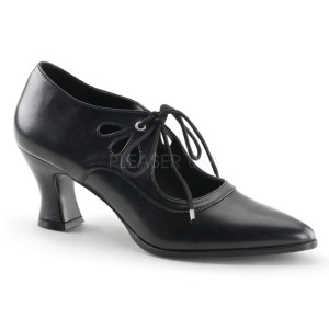 Negro Mate 7 cm retro vintage VICTORIAN-03 zapatos de saln tacn bajo