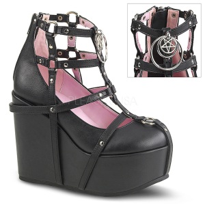 Negro Polipiel 13 cm POISON-25-1 lolita botines cua alta