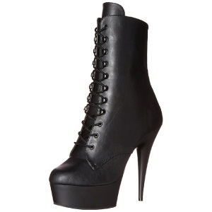 Negro Polipiel 15,5 cm DELIGHT-1020 Plataforma Botines Altos