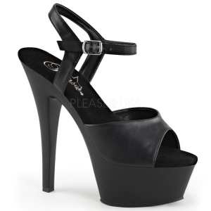 Negro Polipiel 15 cm Pleaser KISS-209 Plataforma Tacones de Aguja