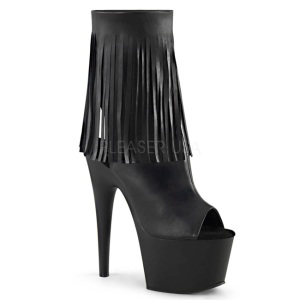 Negro Polipiel 18 cm ADORE-1019 botines con flecos de mujer tacn altos