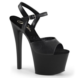 Negro Polipiel 18 cm Pleaser SKY-309 Plataforma Tacones de Aguja