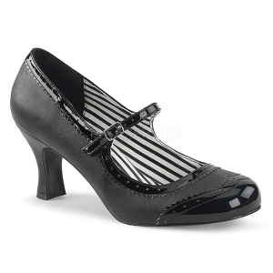 Negro Polipiel 7,5 cm JENNA-06 zapatos de saln tallas grandes