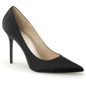 Negro Satinado 10 cm CLASSIQUE-20 zapatos puntiagudos tacn de aguja