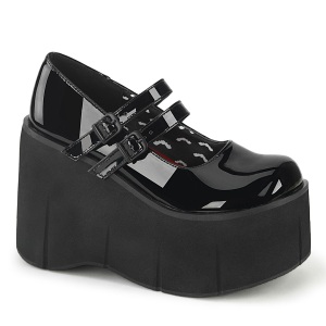 Negro Vegano 11,5 cm DemoniaCult KERA-08 zapatos de saln mary jane plataforma