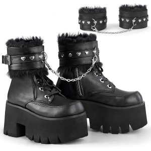 Negro Vegano 9 cm ASHES-57 lolita botines tacn ancho plataforma