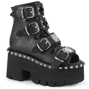 Negro Vegano 9 cm ASHES-70 lolita botines tacn ancho plataforma