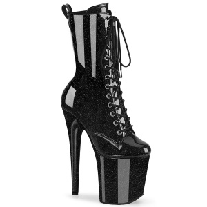 Negro glitter 20 cm plataforma botines tacn alto mujer