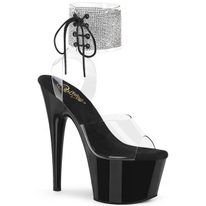 Negro strass 18 cm ADORE-791-2RS tacn alto con correa al tobillo