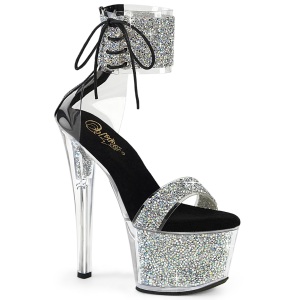 Negros 18 cm SKY-327RSI tacn alto con correa al tobillo strass