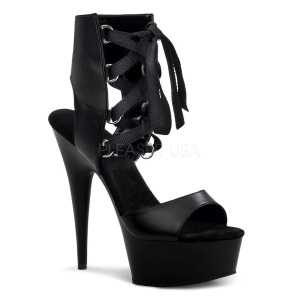 Negros Polipiel 15 cm DELIGHT-600-14 sandalias pleaser con plataforma