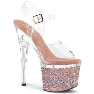 Oro 18 cm ESTEEM-708LG Zapatos plataforma con tacones glitter