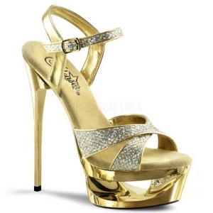 Oro Brillo 16,5 cm Pleaser ECLIPSE-619G Stilettos Tacn de Aguja