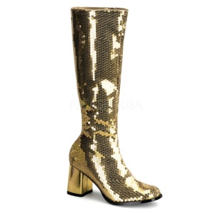 Oro Lentejuelas 8 cm SPECTACUL-300SQ Botas Media Mujer