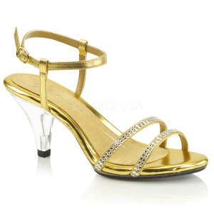 Oro piedras strass 8 cm BELLE-316 Zapatos para travestis