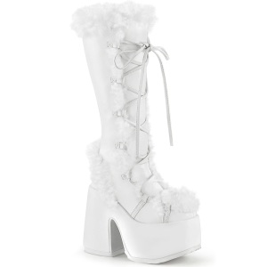 Piel sinttica goth 13 cm mujeres botas plataforma tacn chunky blanco