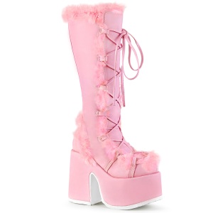 Piel sinttica goth 13 cm mujeres botas plataforma tacn chunky rosa