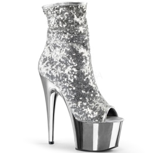 Plata 18 cm ADORE-1008SQ botines con lentejuelas de mujer