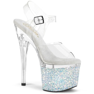 Plata 18 cm ESTEEM-708LG-2 Zapatos plataforma con tacones glitter