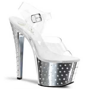 Plata 18 cm Pleaser STARDUST-708 Tacn Alto Cromo Plataforma