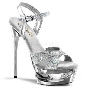 Plata Brillo 16,5 cm Pleaser ECLIPSE-619G Stilettos Tacn de Aguja