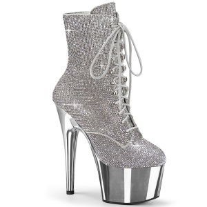 Plata strass botines pleaser con plataforma 18 cm ADORE-1020CHRS