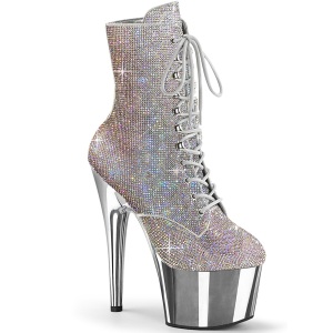 Plata strass botines pleaser con plataforma 18 cm ADORE-1020CHRS-2