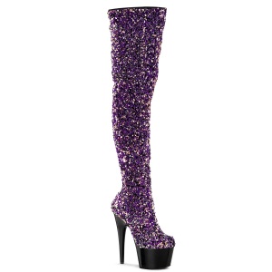 Purpura Lentejuelas 20 cm ADORE-3020 botas altas overknee plataforma pole dance