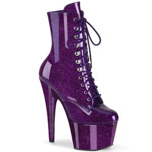 Purpura glitter 18 cm plataforma botines tacn alto mujer