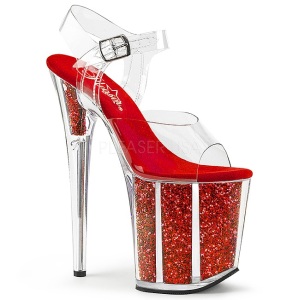 Rojo 20 cm FLAMINGO-808G Brillo Plataforma Tacones de Aguja