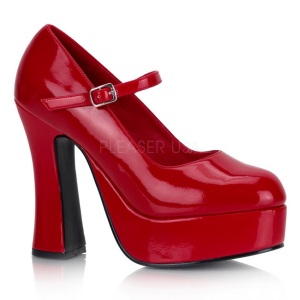 Rojo Charol 13 cm DOLLY-50 Mary Jane Plataforma Zapatos de Saln