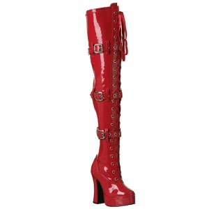 Rojo Charol 13 cm ELECTRA-3028 Largas Botas Altas para Hombres