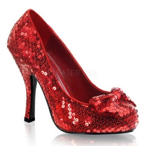 Rojo Lentejuelas 11,5 cm OZ-06 Zapato Saln para Fiesta con Tacn