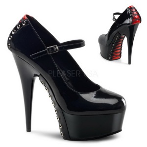 Rojo Negro 15,5 cm DELIGHT-687FH Mary Jane Zapatos de Saln