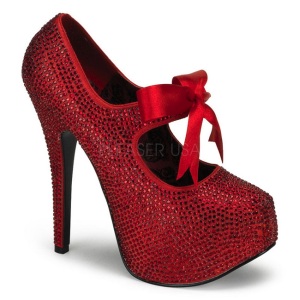 Rojo Piedras Strass 14,5 cm Burlesque TEEZE-04R Plataforma Zapato Saln