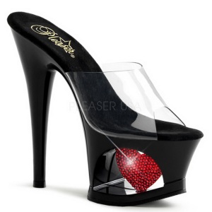 Rojo Transparente 18 cm Pleaser MOON-701HRS Plataforma Mules Altos