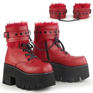 Rojo Vegano 9 cm ASHES-57 lolita botines tacn ancho plataforma