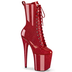 Rojo glitter 20 cm plataforma botines tacn alto mujer