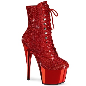 Rojo strass botines pleaser con plataforma 18 cm ADORE-1020CHRS