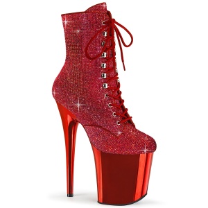 Rojo strass botines pleaser con plataforma 20 cm FLAMINGO-1020CHRS