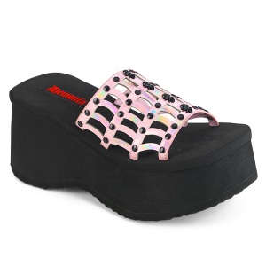 Rosa 9 cm DemoniaCult FUNN-13 pantuflas de plataforma emo gothic